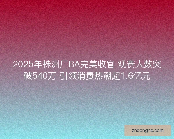 2025年株洲厂BA完美收官 观赛人数突破540万 引领消费热潮超1.6亿元